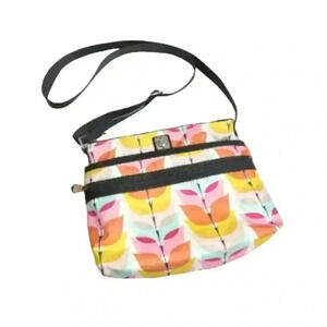 Brighton Women's White/Pink/Aqua/Yellow Nylon Adj Strap Crossbody Bag